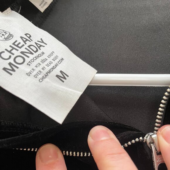 Black velour Cheap Monday dress, Size Medium - Picture 5 of 5